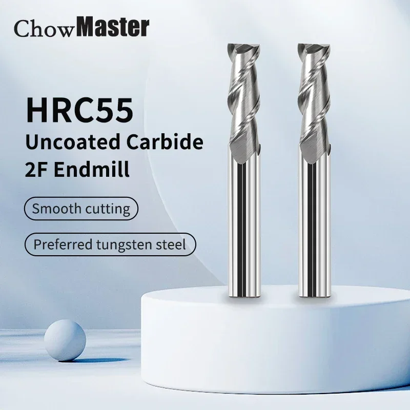 

Chowmaster HRC55 Aluminum 2 Flutes Carbide Milling Cutter Flat Uncoated Tungsten Steel End Mill CNC TOOLS