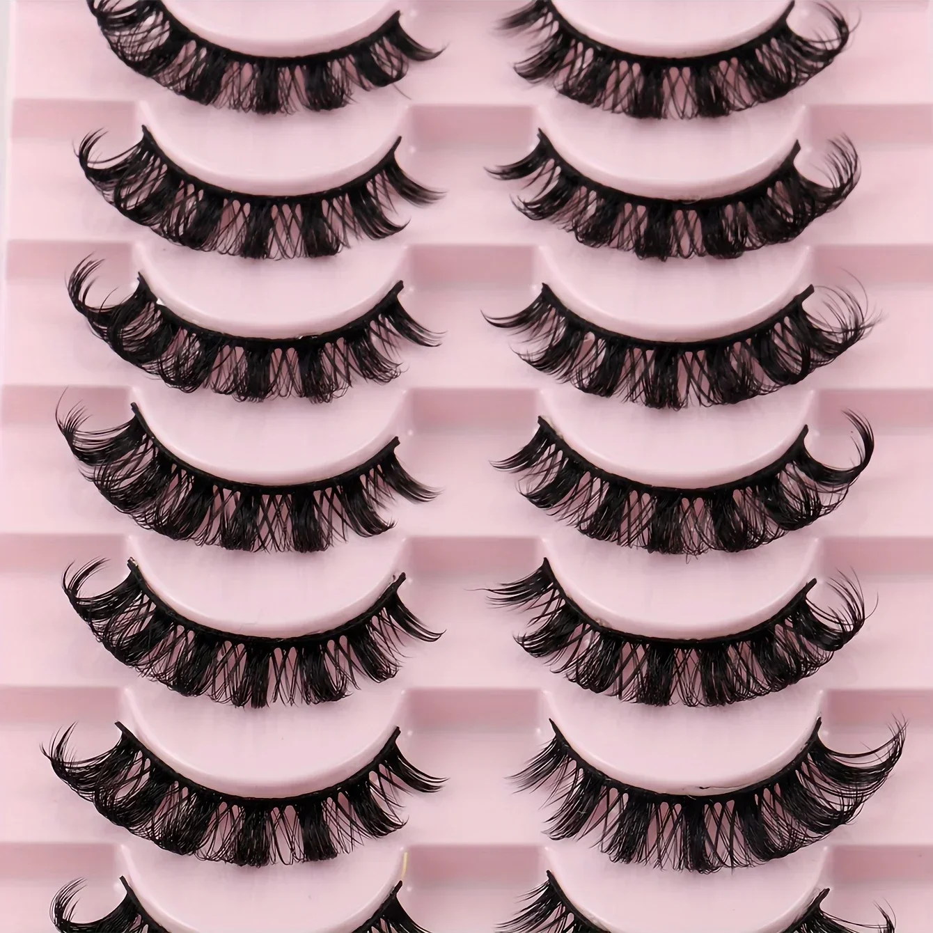 10 paia di ciglia a strisce russe DD Curl ciglia finte Fluffy Wispy Faux Mink Lashes Pack