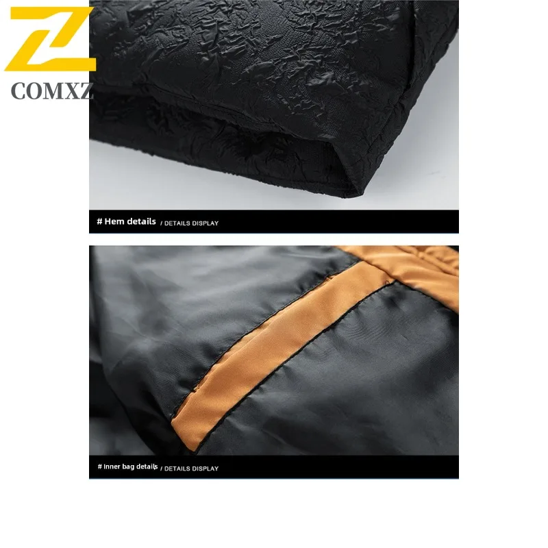 COMXZ Winter Cotton Coat Men New Casual Hong Kong Style Fashion Thickened Warm Parka Premium Hooded Hiking Windproof Garment