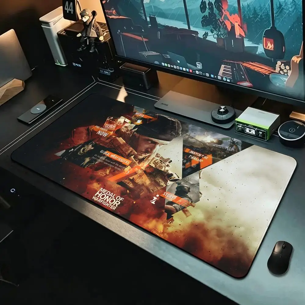 game Medal of Honor Mouse Pad MousePad Stitched Edge Waterproof Desk Mat Anti‑Slip Rubber Base for PC Laptop Gaming Office