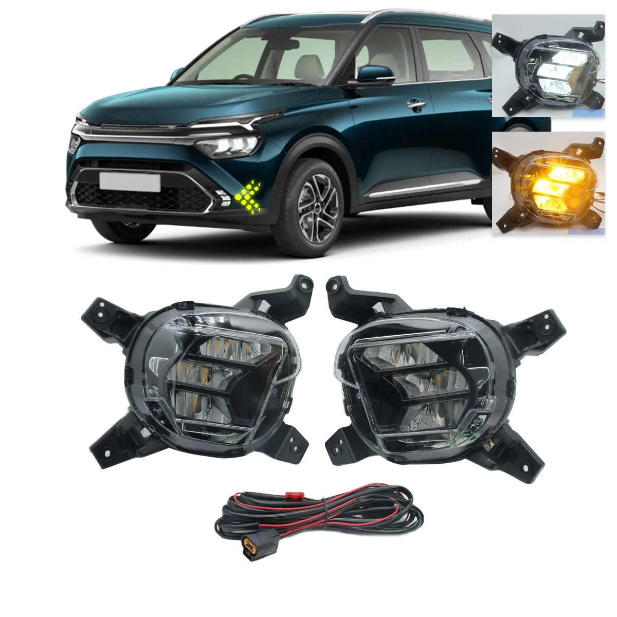 

1 Pair 2X LED Front Foglight Fog Light Turn Signal for Kia KA Carens 2023
