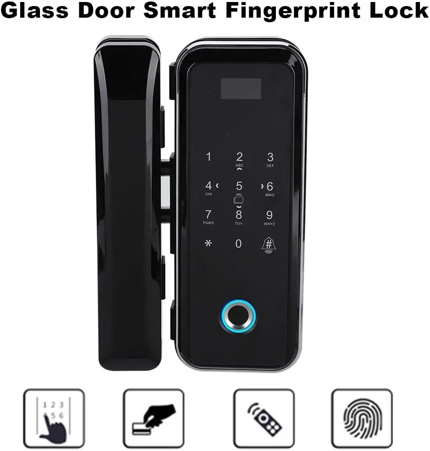 Lermom Office Company Easy Installation Biometric Fingerprint Digital Tuya WiFi Smart Glass Door Lock