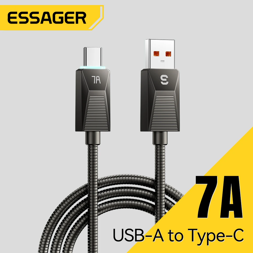 

Essager 7A USB Type C Cable For Huawei Honor Samsung OnePlus OPPO vivo Xiaomi 15 100W/88W Stainless Stee Fast Charging Data Wire