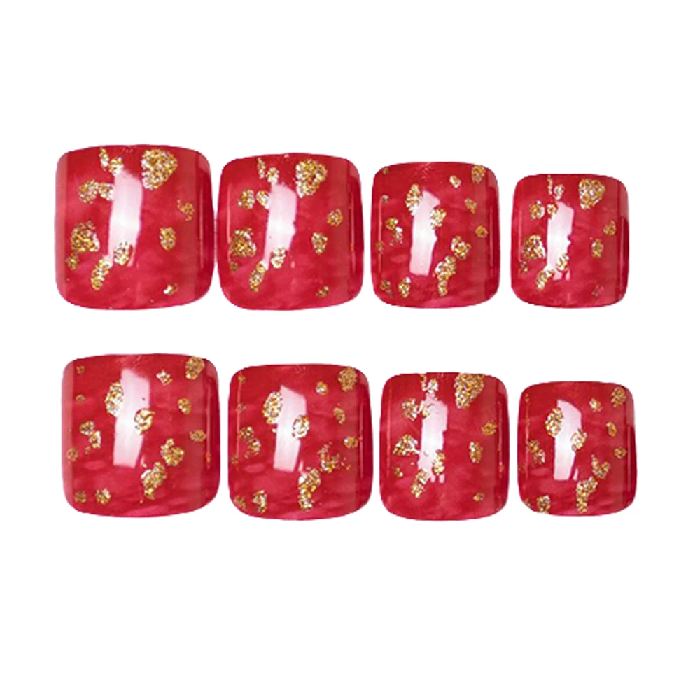 Glittering Toe Press-on Nail No Fading Harmless Full Cover Artificial Nail for Daily Office Routine Duties