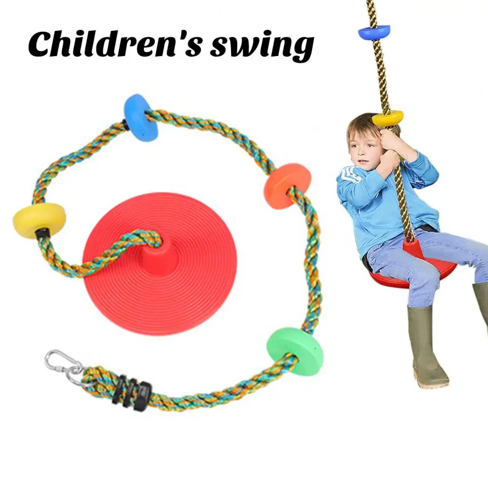 Kids Tree Swing Single Disc Climbing Rope With Platform Indoor Outdoor Playground Colorful Swing Seat Toy Boys Girls Gift