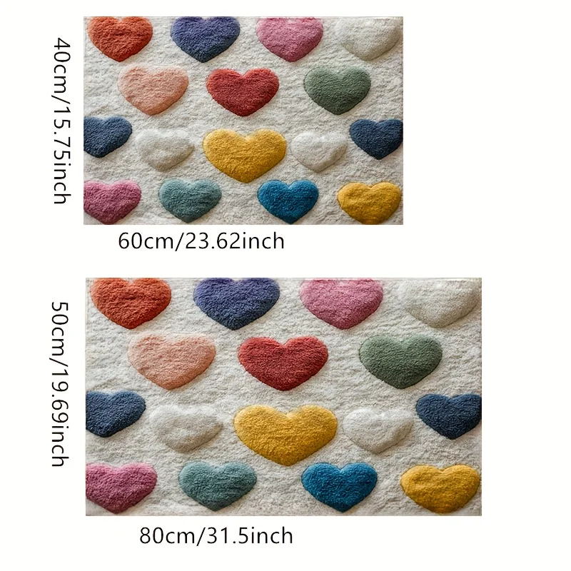 VIKAMA Valentine's Day Heart-Themed Carpet, Anti-Slip And Dirt-Resistant Bathroom, Entrance, Kitchen Floor Mats For Home Decor