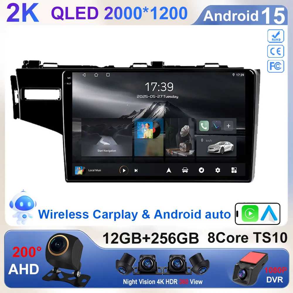 

Android 15 For Honda Jazz 3 2015 - 2020 Fit 3 GP GK 2013 - 2020 Car Radio (LHD) GPS Multimedia Player Navi Head Unit Stereo QLED