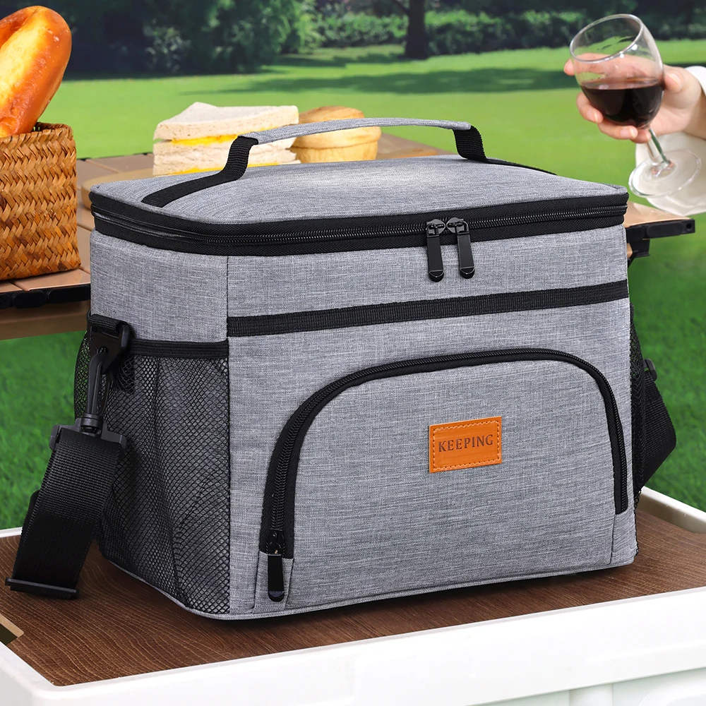 15L Picnic Bag Insulated Lunch Box Soft Cooler Cooling Tote for Adult Men Women Lunch Bag Office Outdoor Camping Picnic Beach