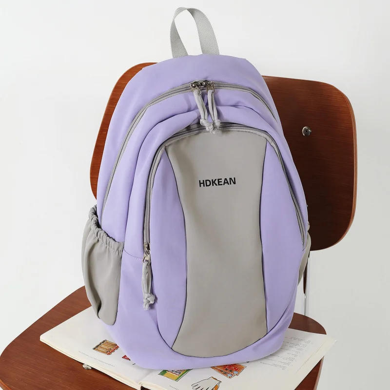Student SchoolbaginsVintage casual versatile large-capacity fresh-style color-blocked forest-inspired college-style backpack