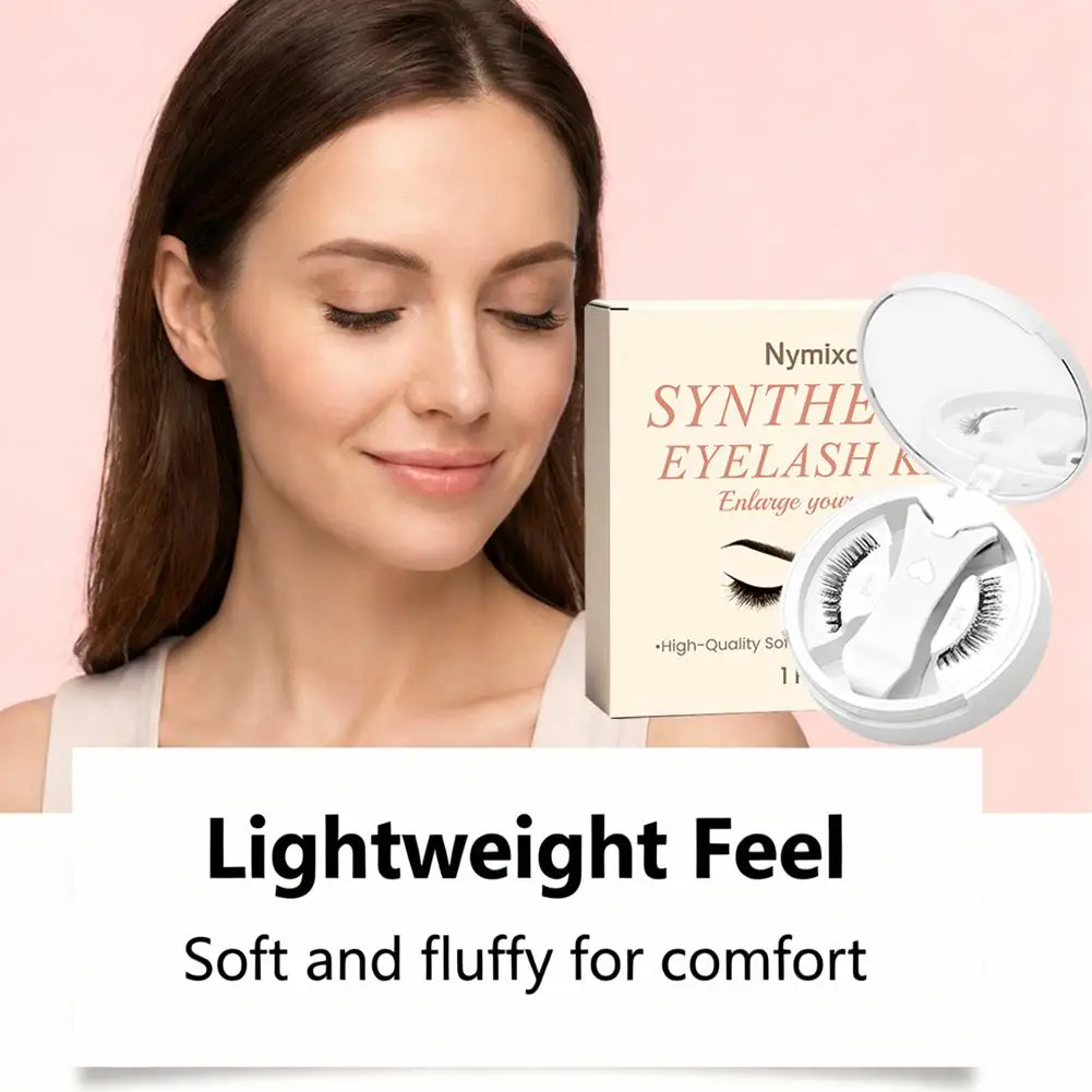 Juego de pestañas postizas magnéticas de estilo rizado, pestañas naturales reutilizables 3D sin pegamento, fáciles de usar para principiantes, pestañas amigables en viajes