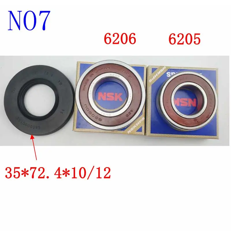 

for Siemens drum washing machine Water seal（35*72.4*10/12）+bearings 2 PCs（6206 6205）Oil seal Sealing ring parts