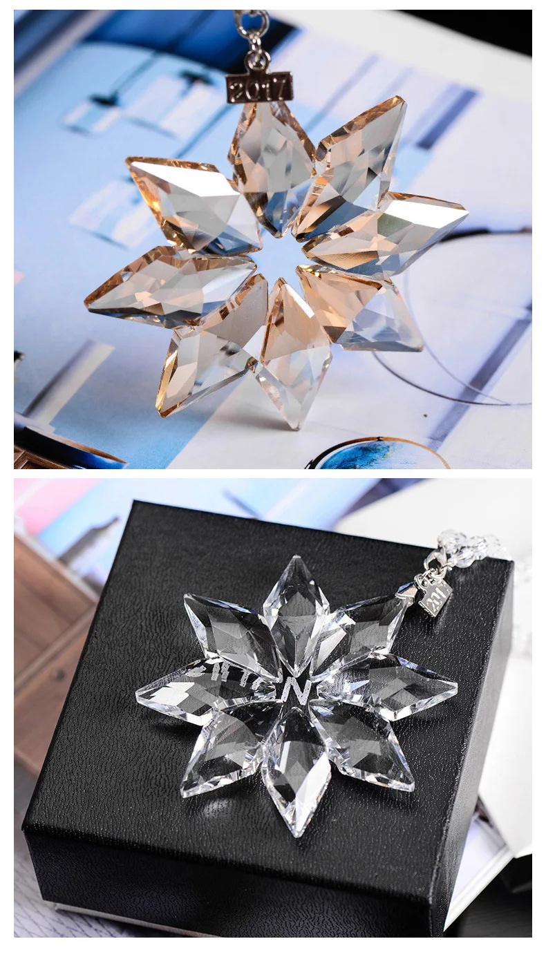 Hot Selling 80mm Crystal Snowflake Prism Pendant For Chandelier Part FengShui Hanging Crystal Crafts Gifts,Car & Home Decoration