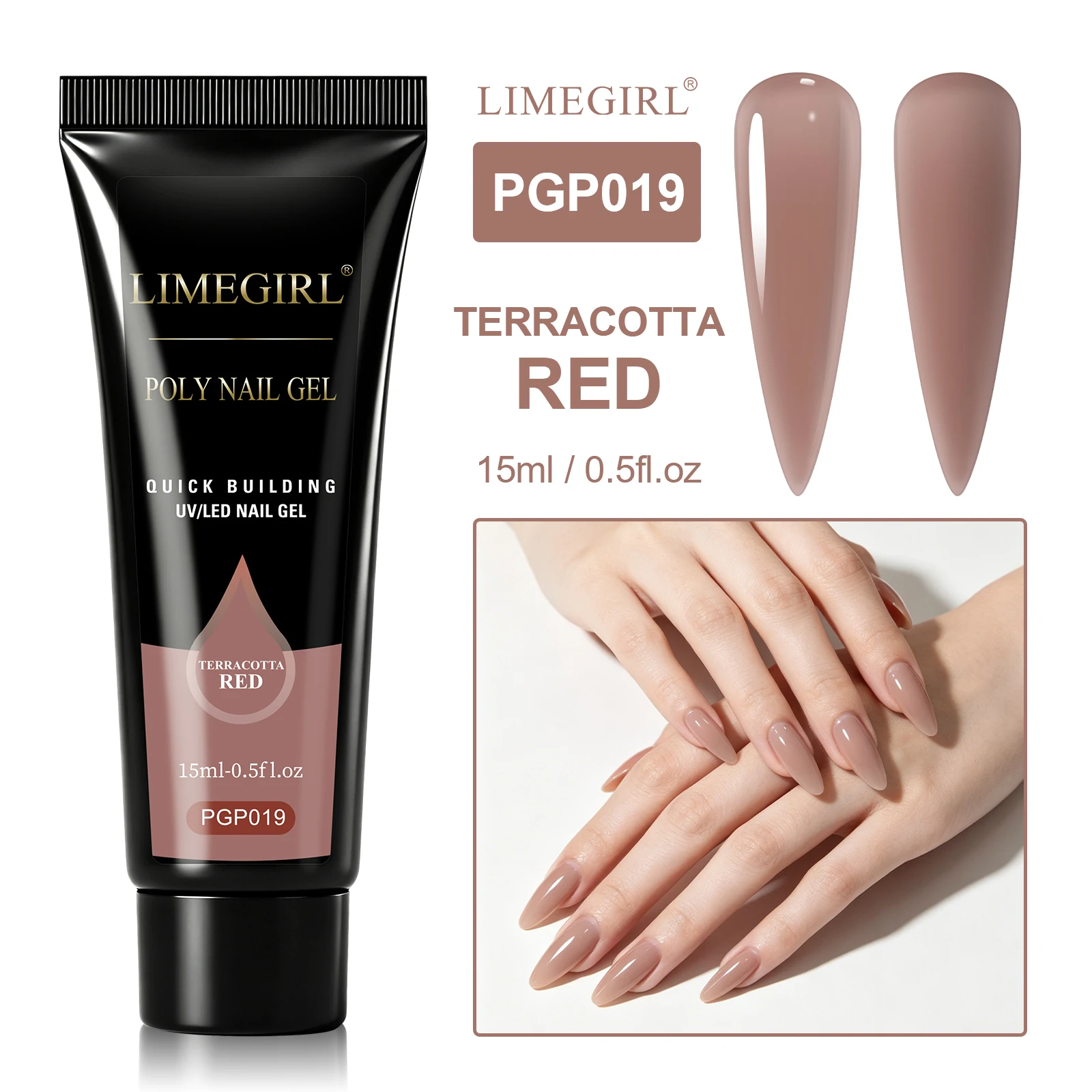 LIMEGIRL 25 Farben Poly-Verlängerungsnagelgel für Nagelkunst, Acryl-Maniküre-Design, UV-Lacke, semi-permanentes, schnelles Verlängerungsgel