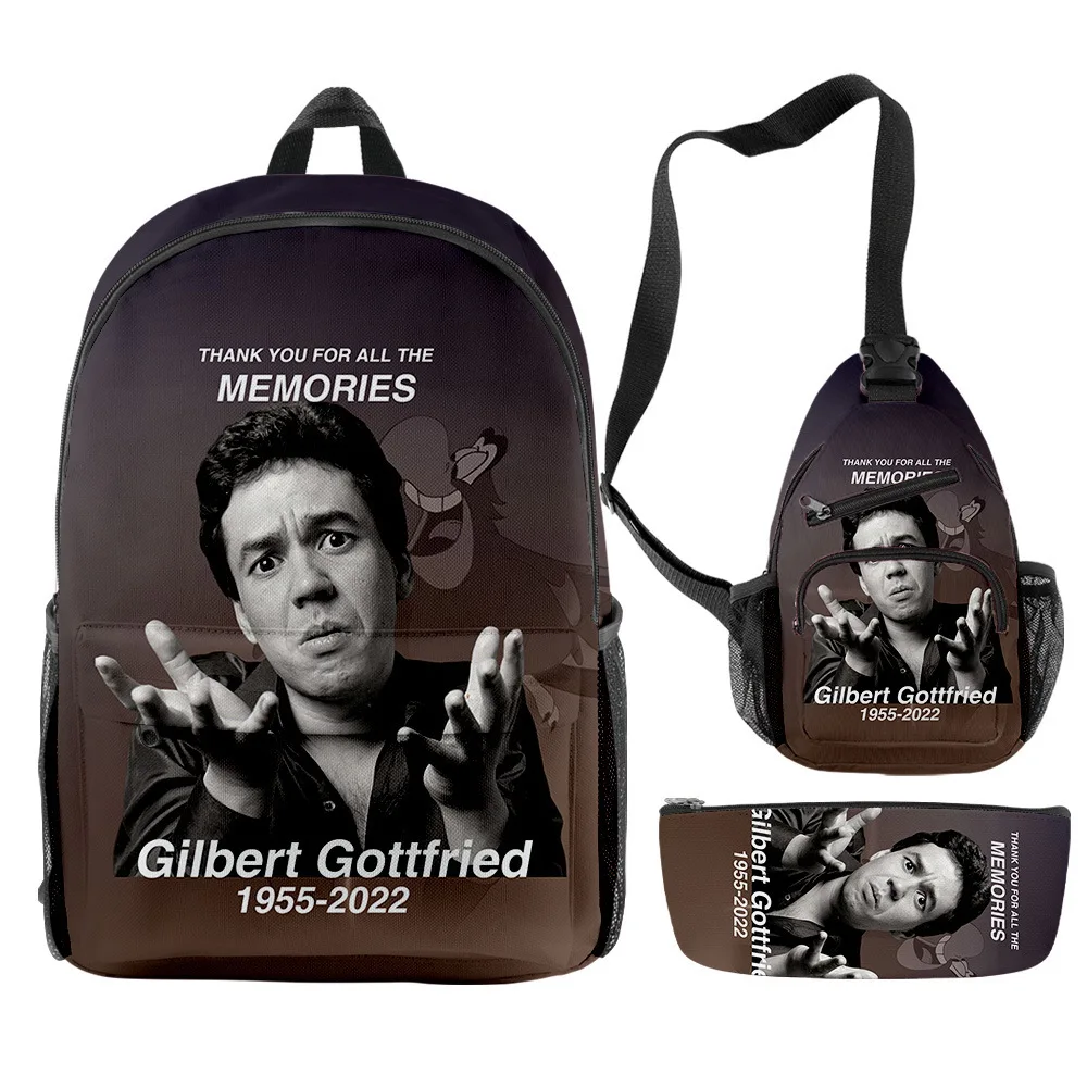 

Harajuku Popular Funny Gilbert GOttfried 3D Print 3pcs/Set pupil School Bags Travel Laptop Backpack Chest Bag Pencil Case
