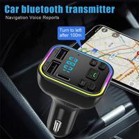 Car Bluetooth 5.0 FM Transmitter PD Type-C Dual USB 3.1A Fast Charger Wireless Handsfree Audio Receiver Car MP3 Player Modulator