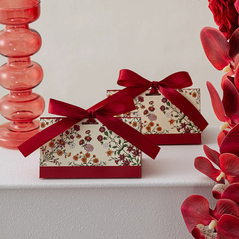 

20 Pcs/Lot Exquisite Floral Print Wedding Candy Box Holiday Party Souvenir Portable Packaging Box Small Gift Box Empty Box