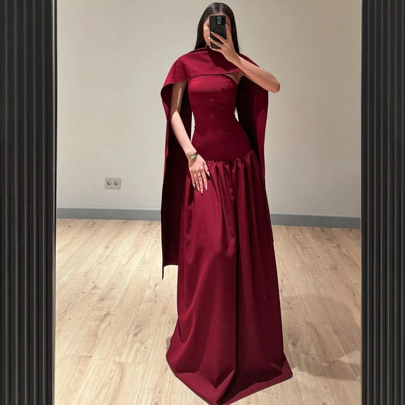 

DSMTRC Women's Back Lace Up Spliced Long Evening Party Dress Sexy Strapless Ribbon Dresses Slim Solid High Waist Elegant Vestido