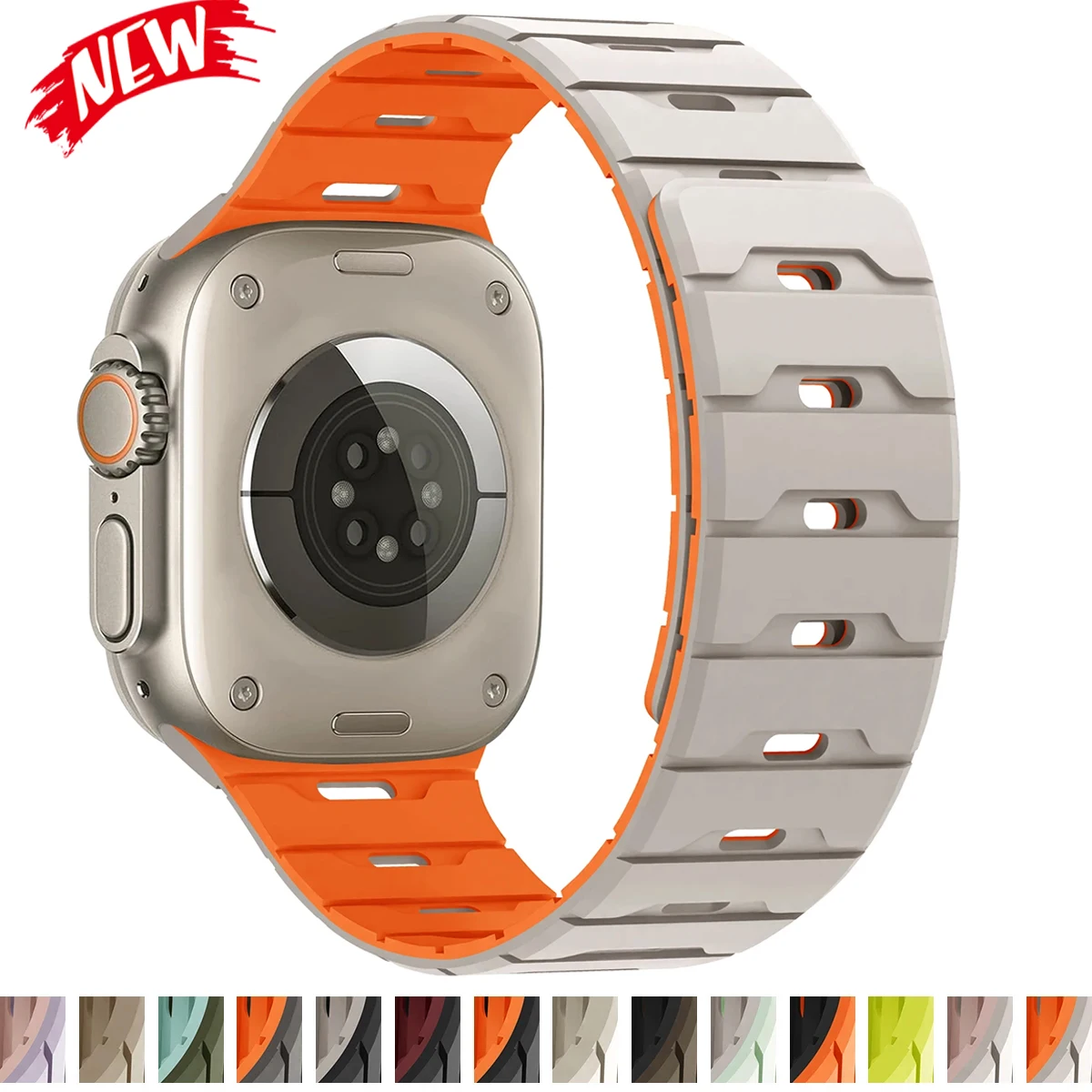 Magnetisches Armband für Apple Watch Ultra 3/2 49 mm 38 40 mm 45 mm 46 mm 44 41 mm Sportarmband für iWatch 11 10 9 8 7 6 SE Silikonarmband