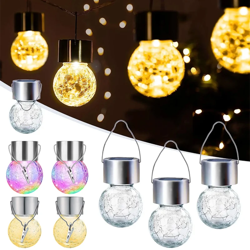 

Водонепроницаемый глобус на солнечной энергии, декоративный треснувший стеклянный шар, садовая елка, рождественские подвесные солнечные фонари на открытом воздухе