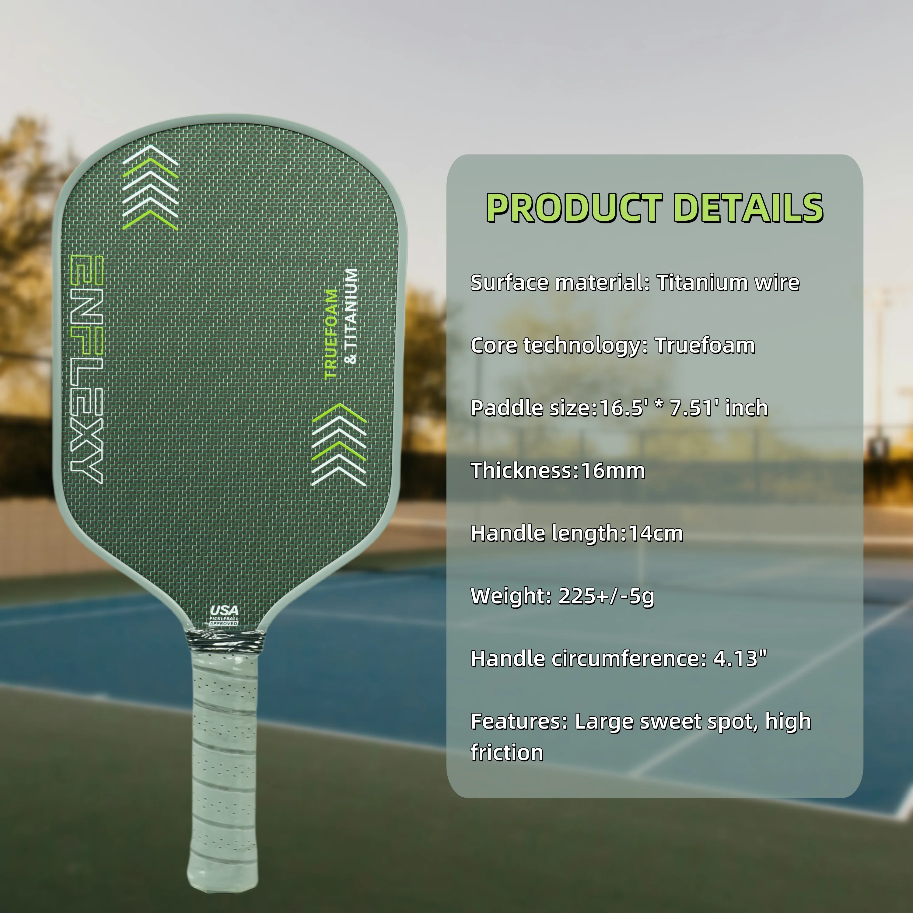 ไม้พายพิคเคิลบอล Enflexy ระดับท็อป 16 มม. ผลิตจากลวดไทเทเนียมและโฟมแท้ ได้รับการรับรองจาก USAPA