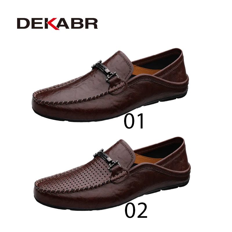 DEKABR Size 35-49 Luxury Men Loafers Soft Moccasins Summer Shoes High Quality Mens Shoes Casual Genuine Leather Driving Flats