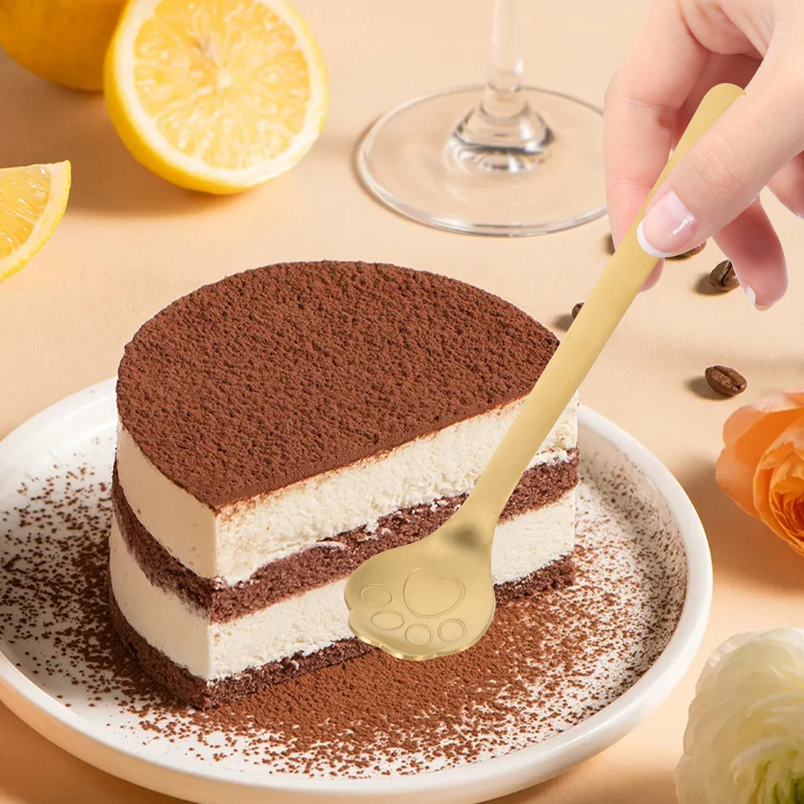 

Stainless Steel Cat Claw Spoon Cute Paw Design Dessert Coffee Stirrer Ideal for Yogurt Sundae Sugar Tasting Appetizer Kitchen