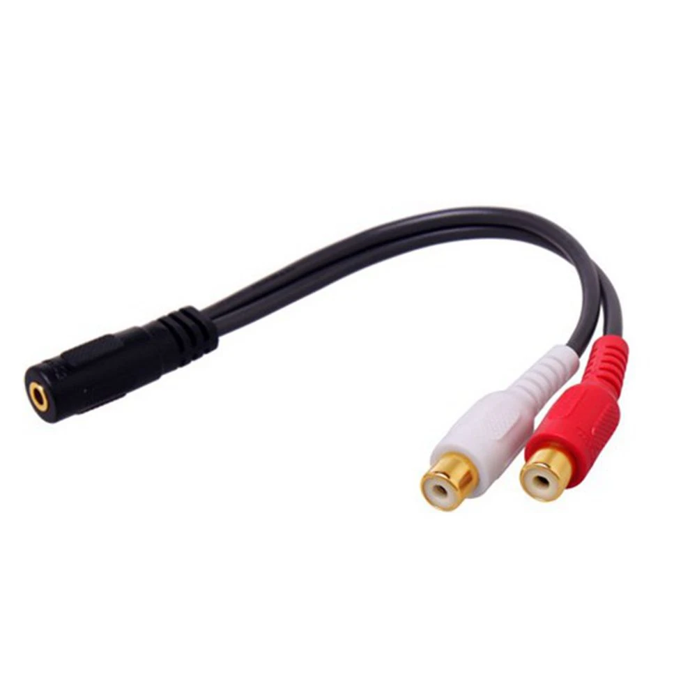 Cabo adaptador de áudio estéreo universal, 3,5mm, 2 Jack RCA para fone de ouvido, 3,5 Y Splitter, DVD, CD, TV, VCR