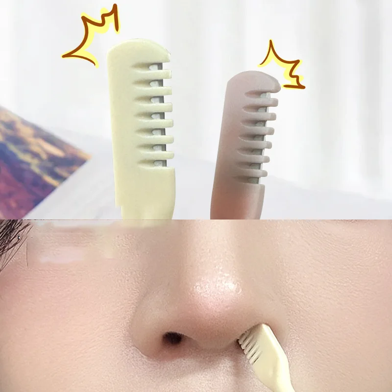 Professional Comb Nose Hair Trimmer Portable Double Head Nose Hair Scraper Ear Cleanning Nose Hair Trimmer Shaving Scissors Tool