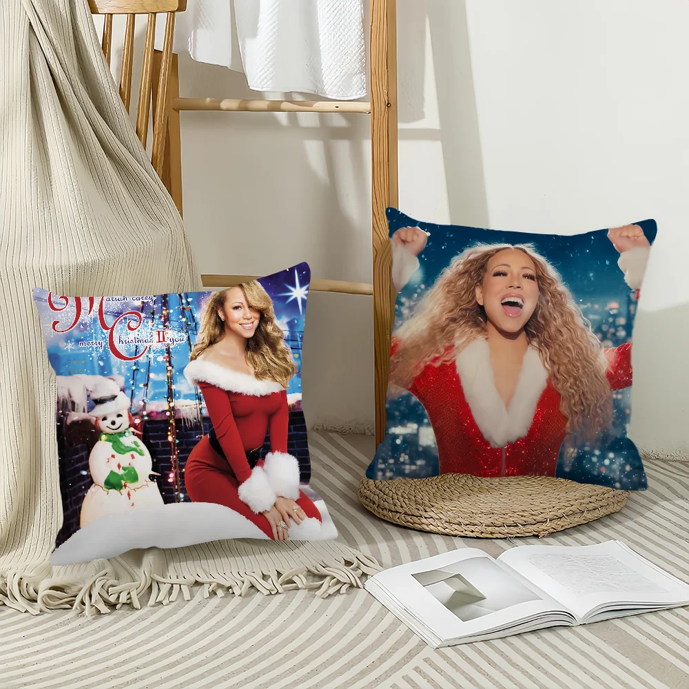 Singer Mariah Carey  Merry Christmas Pillow Case Office Cushions Suitable For Sofa Car Bedroom Decorative Cushion Cover