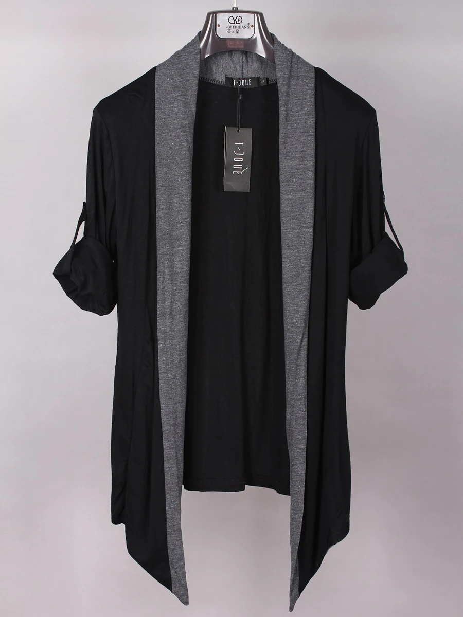 

Summer Thin Long Sve Open Cardigan Men's Outerwear Casual Knitted irt No Button Trendy Individual Outerwear Korean Sle