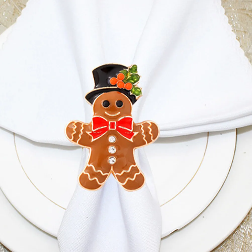 

Набор из 6 металлических колец для салфеток в форме пряников, праздничный декор для рождественского стола и вечеринок