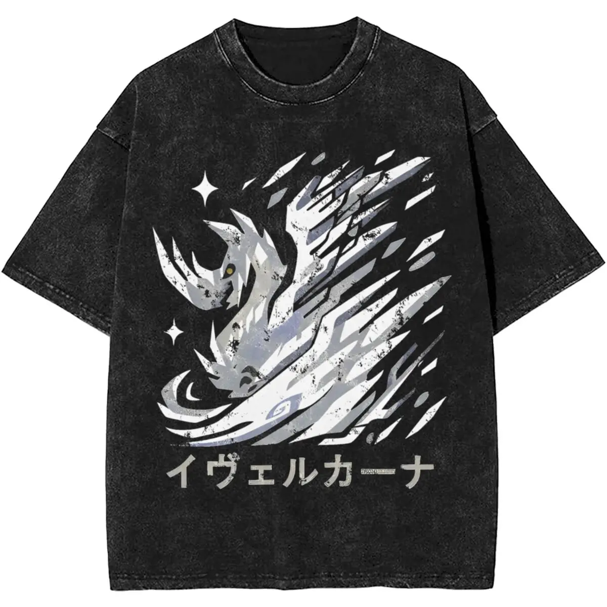 Retro Monster Hunter World Iceborne Velkhana Kanji Icon T Shirt Merch Tees Tops for Men Women Harajuku T-shirts