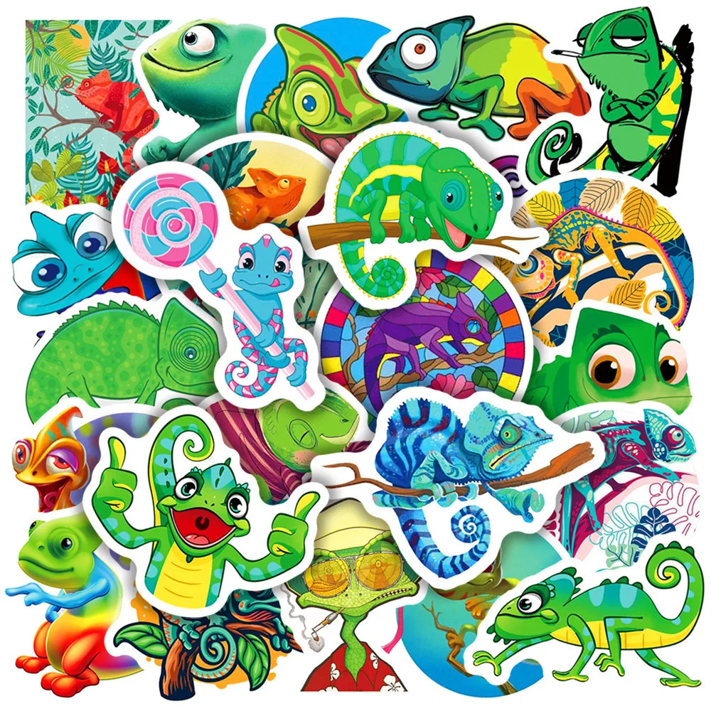 10/30/50PCS Cartoon Chameleon Sticker Graffiti Animal iPad Luggage Computer  DIY Scrapbook Wall Sticker Toy Decoration Wholesale