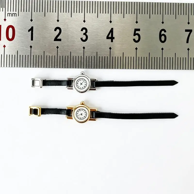 Dollhouse Mini Metal Wristwatch 1Pcs Realistic Simulation Watch Prop for DIY Mini Scene Ornament Hobby Use