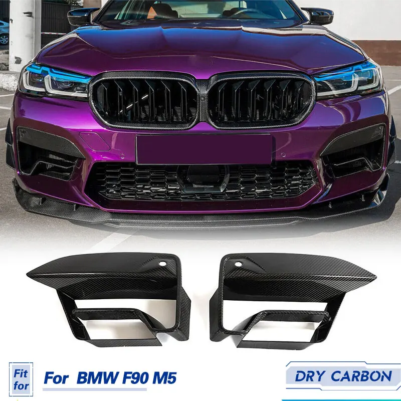 

Car Front Fog Light Cover Trims Dry Carbon for BMW F90 M5 Sedan 4-Door 2021-2024 Racing Front Bumper Air Vent Trim