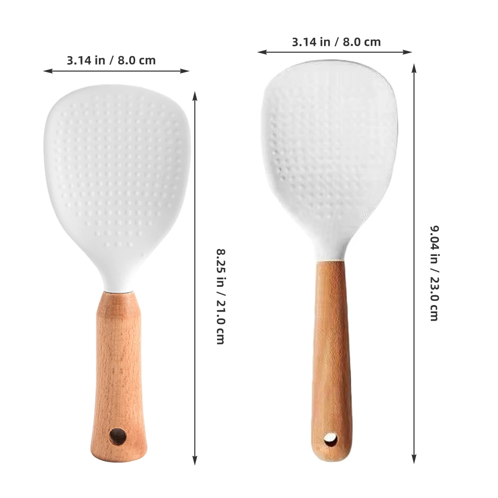 

2pcs Rice Spoon Set Electric Rice Cooker Ladle Silicone Spatula Non-Stick Heat Resistant Kitchen Utensil Multipurpose