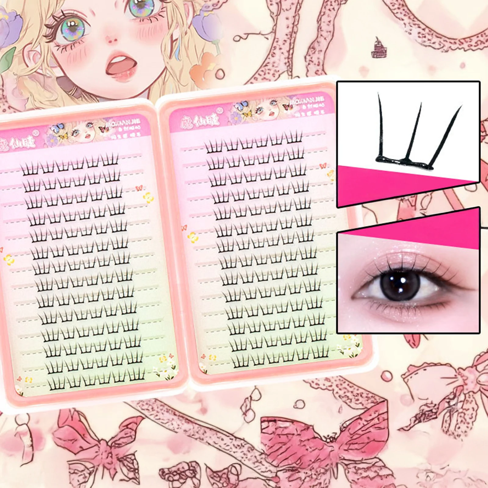 Koreaanse stijl Wimpers Natuurlijke zachte Dunne valse Wimper extenstons W vorm Piekerige nep Wimpers Voor Vrouwen dagelijkse wimper Party Make-Up
