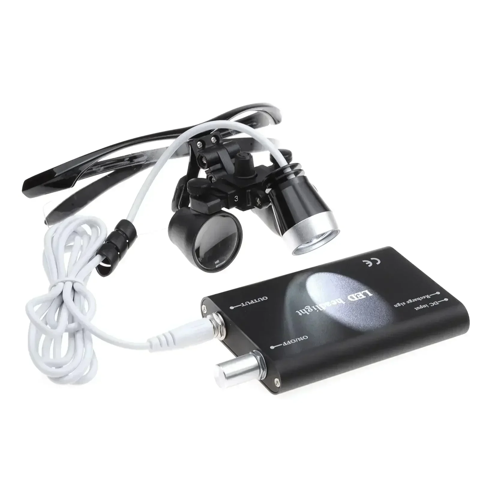 

Dental Head Mounted Magnifying Glass with Built-in Headlights and Optical Glass Lenses Oral Surgical Treatment of Dental Tools