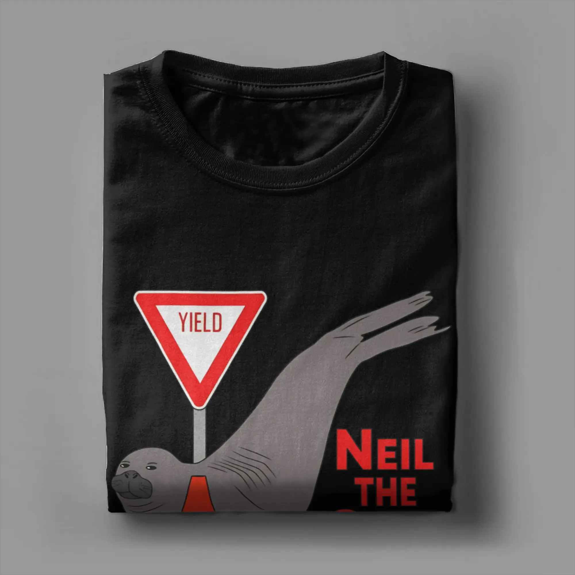 Men's Neil The Seal Yield To Neil T-Shirts Pure Cotton Top Tees Summer Vintage Short-Sleeved T-Shirt Round Neck Tshirt