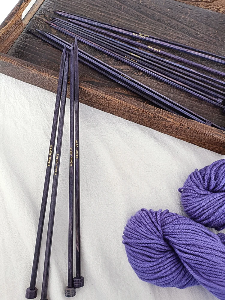 1 Pair Knitpro J'Adore 30cm/35cm Cubics Premium Wood Sweater Needle, Single Pointed Straight Knitting Needle, Purple