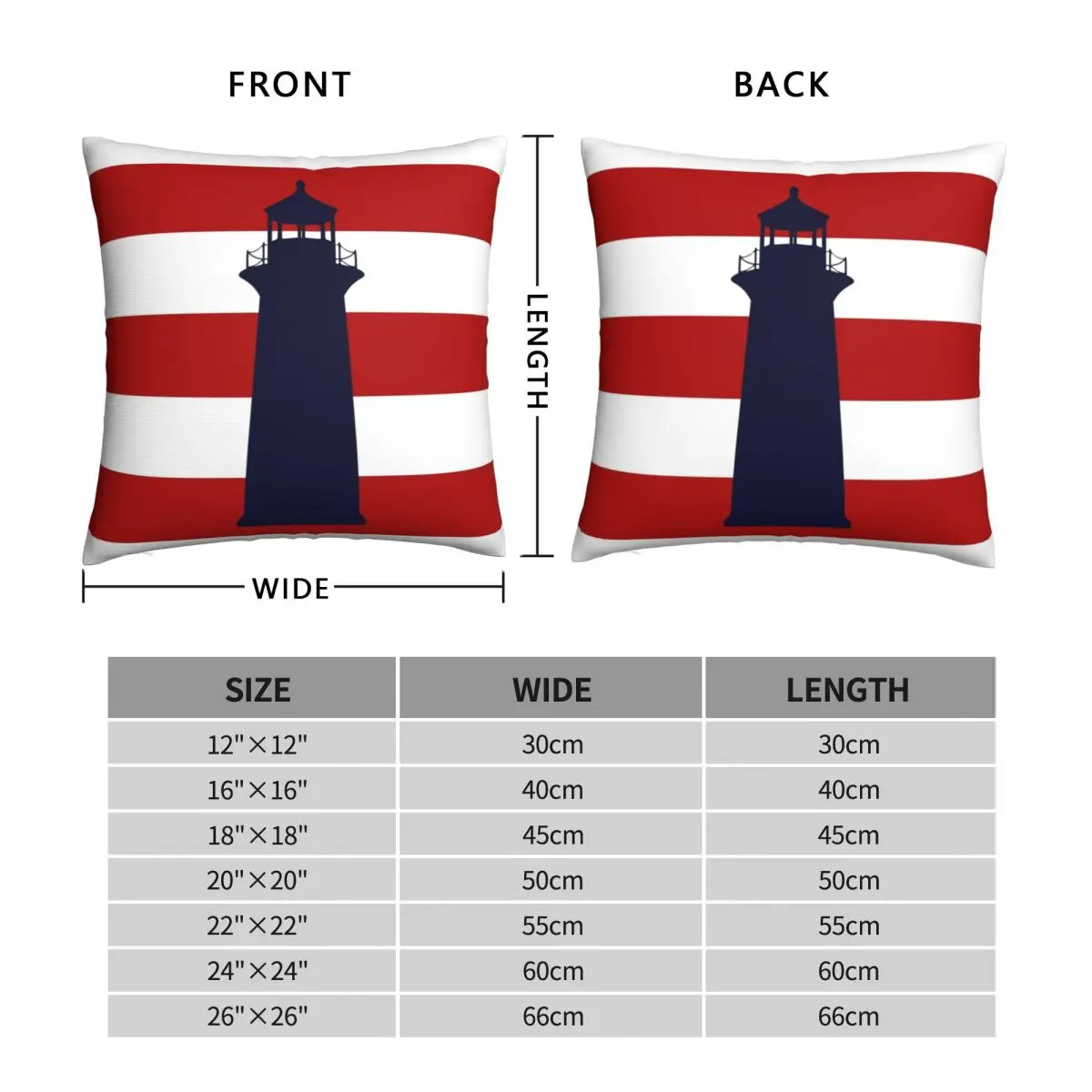 Nautical Navy Blue Lighthouse Square Pillowcase Polyester Linen Velvet Creative Zip Decor Pillow Case Bed Cushion Cover