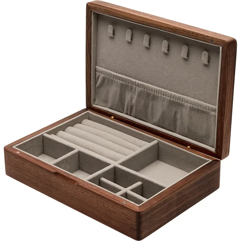 Custom black walnut jewelry storage box necklace earrings earrings solid wood 2025 new jewelry storage high-end