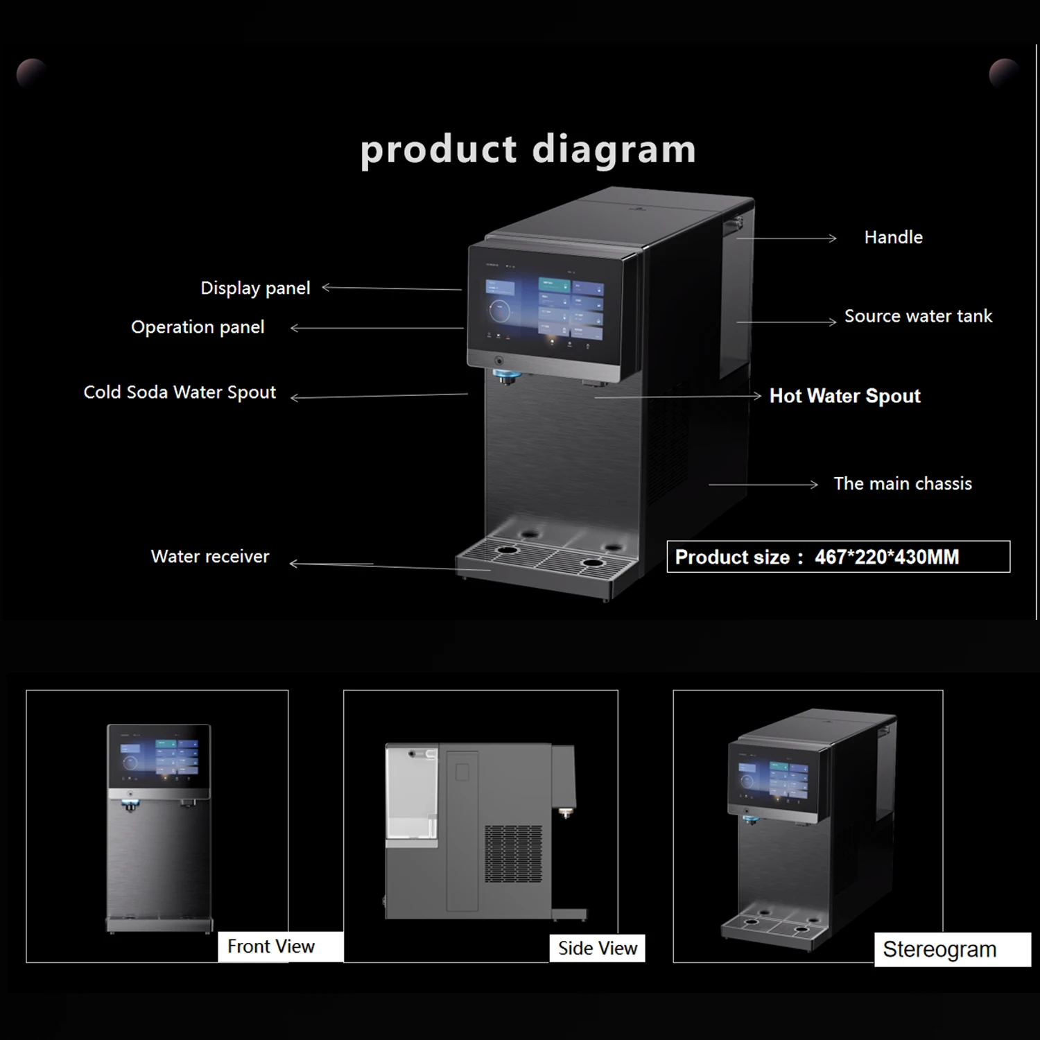 NEW Kitchen All-in-one Mini Desktop 200 G RO or UF Pipe Water tank  Sparkling Filter Soda Water Dispenser Chilled Mak