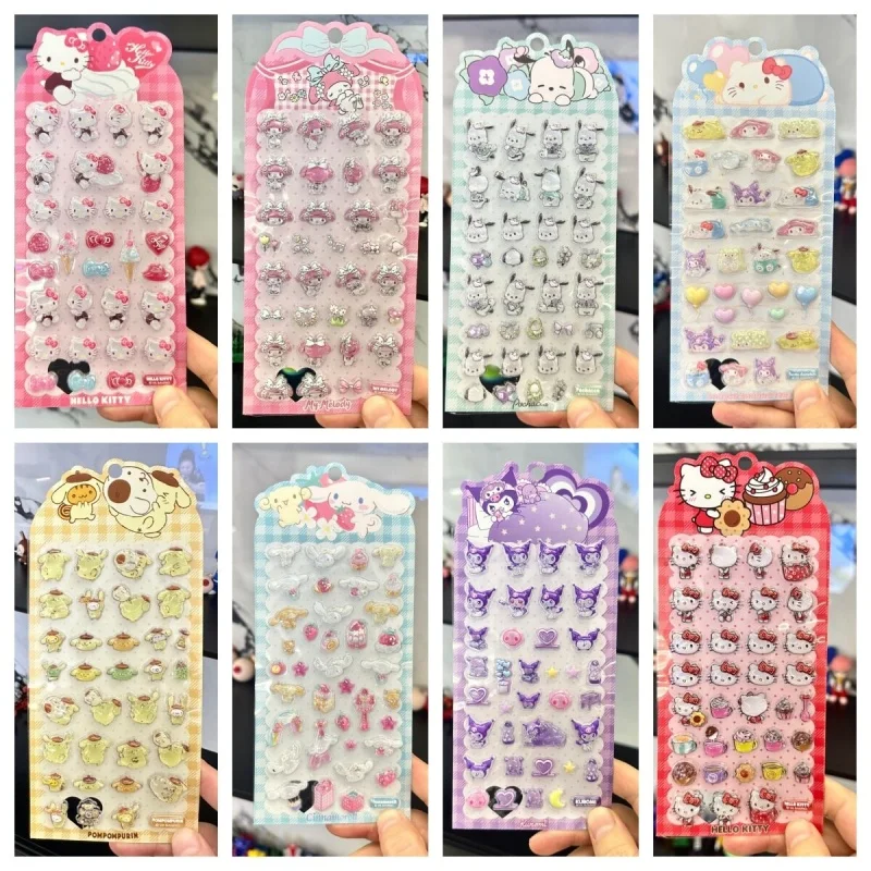 

16pcs/lot Kitty Kuromi 3D Crystal Stickers Sanrio Melody Scrapbooking DIY Diary Decorative Sticker Album Stick Label Gift