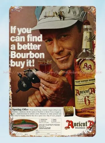 purchase wall 1968 Liquor Ad Ancient Age Bourbon alcoholic drink metal tin sign