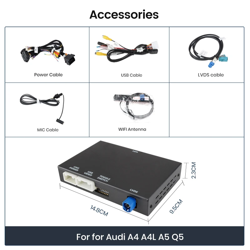 Wireless Carplay Android Auto Module Box for Audi A1 A4 A5 A6 A7 A8 Q3 Q5 Q7 2010-2018 RMC MMI 3G OEM Screen Mirror Link view 6