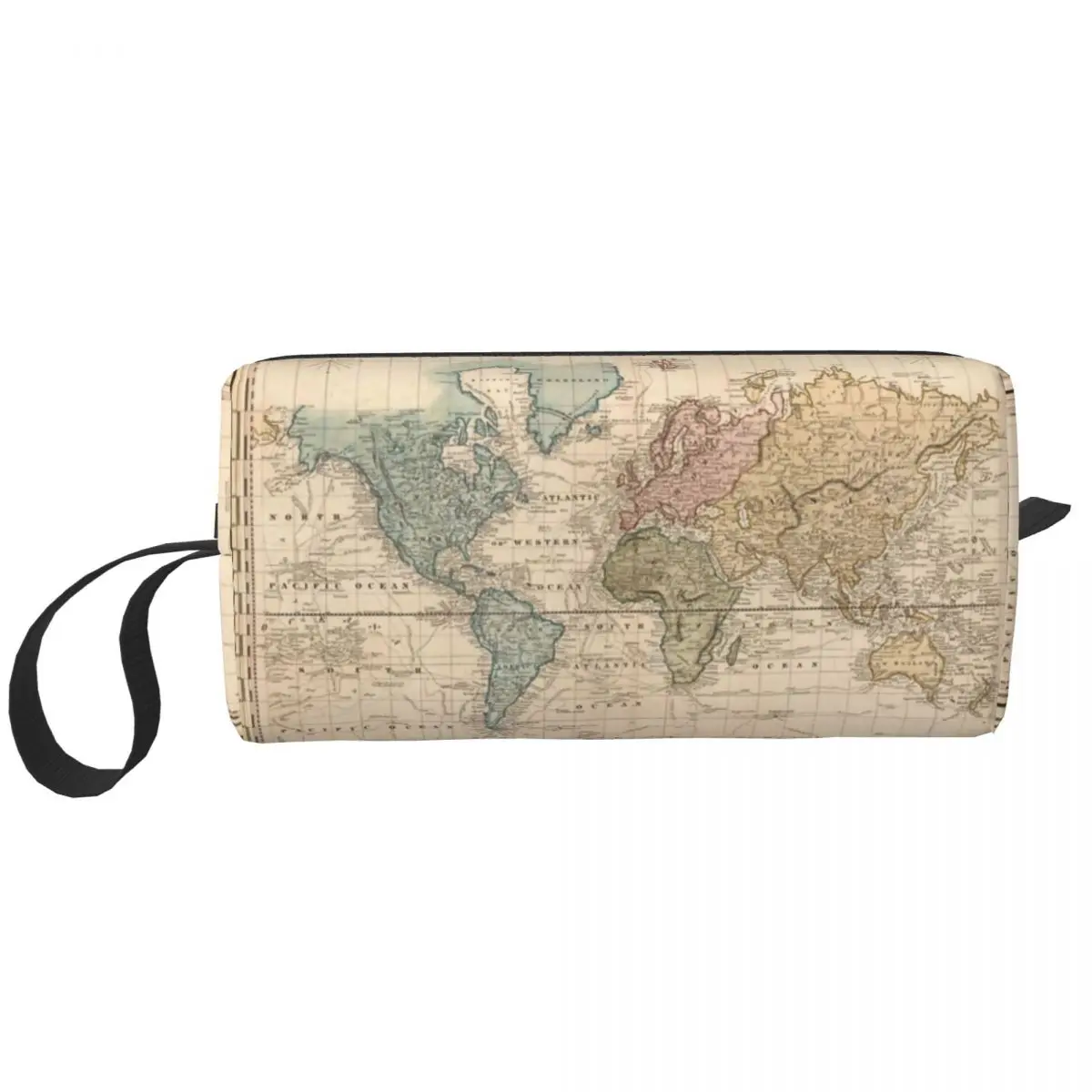 Vintage Map Of The World 1823 Makeup Bag Pouch Cosmetic Bag for Men Women Toiletry Bags Dopp Kit