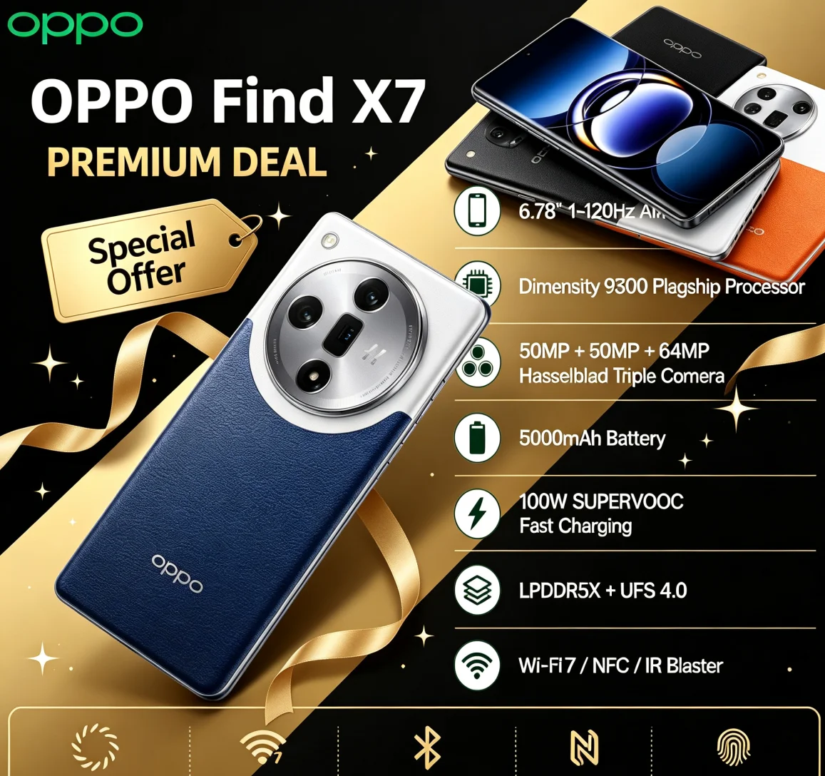 Best Seller 2026 Original OPPO Find X7 5G Mobile Phone 6.78 Inch Big Display Dimensity 9300 Top‑Tier Chip 50MP Rear Camera
