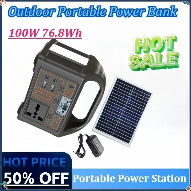 

100W 110V/220V 76.8Wh 24000mAh Portable Power Station Solar Generator Outdoor Emergency Mobile Power Bank for Camping Power LED