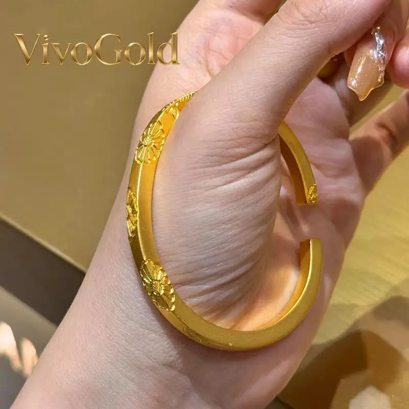 

Женский роскошный браслет VivoGold с 24-каратным золотом (AU999) в форме ромашки | Ажурная резная подвеска в виде ромашки с микро-бриллиантами и магнитной застежкой.